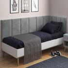 Kit De Cabeceira Solteiro Lino Sued Cinza