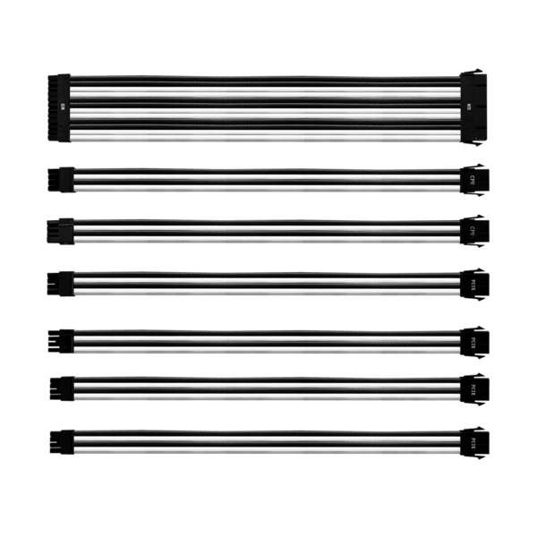 Kit De Cabo Extensor Sleeved Para Fonte Cooler Master Branco/
