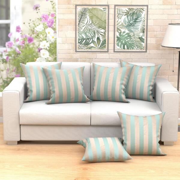 Kit De Capa De Almofada Listrada Grande 60cm X 60cm Com Zíper