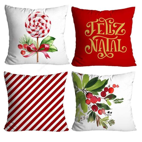 Kit De Capa De Almofadas Natal Cor: Dourado