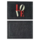 Kit de Capachos Sanitizante Love Preto e Vermelho 2 peças de 0,70x0,50m