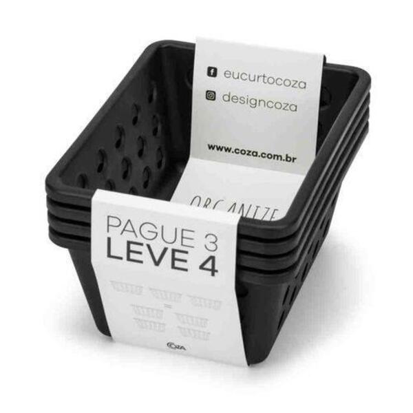 Kit De Cestas 18,6 X 14,2 X 8,2cm Preto Coza