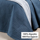 Kit De Cobre Leito Queen Size Azul 400 Fios Egípcio 3 Peças 1