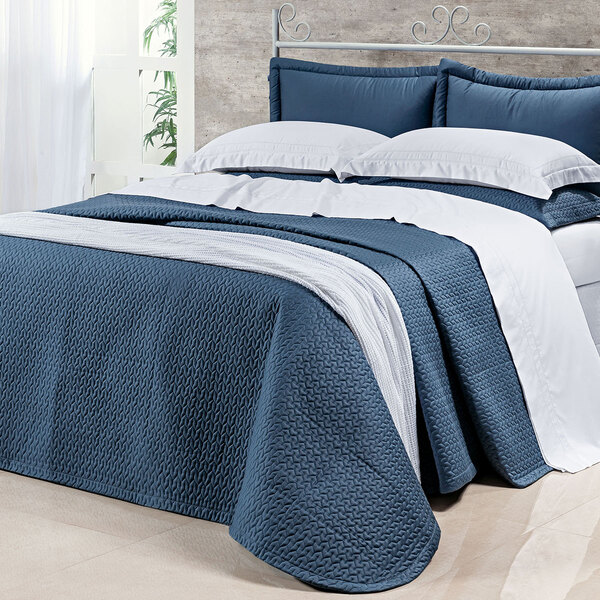 Kit De Cobre Leito Queen Size Azul 400 Fios Egípcio 3 Peças 1