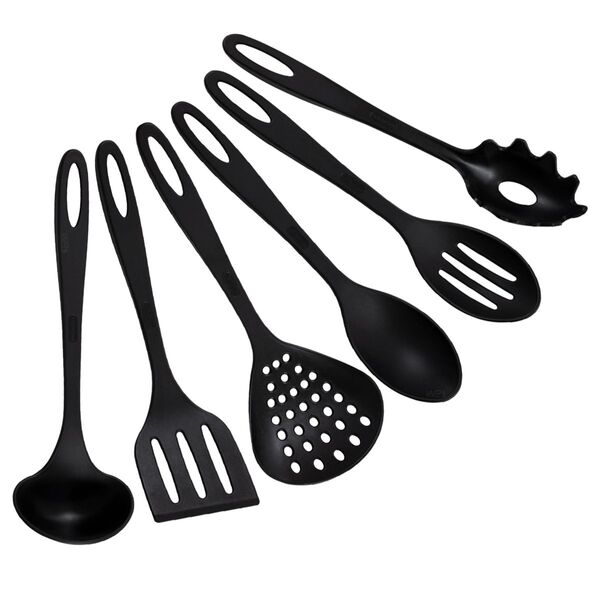Kit De Colheres 6 Peças Utensílios Em Nylon Preto Wp Connect