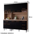 Kit De Cozinha 9 Portas 4 Gavetas Com Nicho Vitorina Savana /