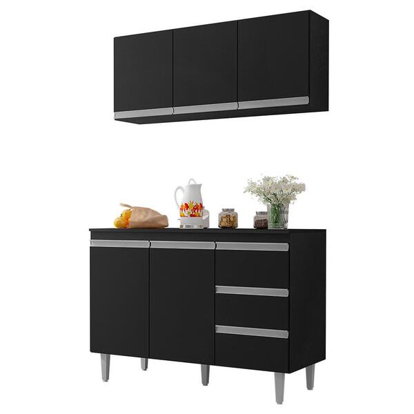 Kit De Cozinha Andréia Balcão 120cm Com Tampo Mdp E Aéreo - A