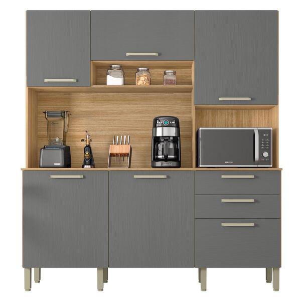 Kit De Cozinha Com 2 Gavetas Cuenca Freijó Gris