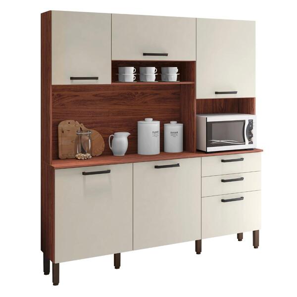 Kit De Cozinha Com 2 Gavetas Cuenca Nogueira Off White