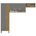 Kit De Cozinha Com Portas De Vidro Chester Freijó Gris