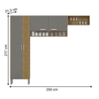 Kit De Cozinha Com Portas De Vidro Chester Freijó Gris