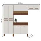 Kit De Cozinha Completo Brest Branco Nogueira Ripado