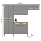 Kit De Cozinha Completo Brest Freijó Gris