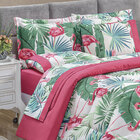 Kit De Edredom Flamingo Estampado King Size 200 Fios Dupla Fa