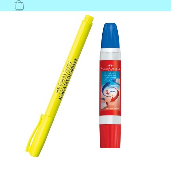 Kit De Escritório Completo Cola Gel Faber Castell E Marca Tex