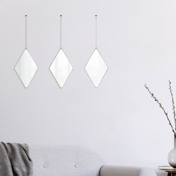 Kit de Espelhos Decorativos Diamante Cinza 3 Peças Conthey