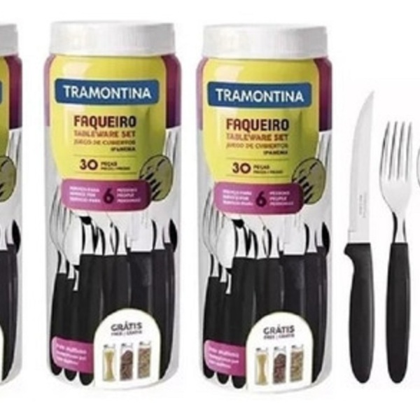 Kit De Faqueiro Ipanema Em Aço Inox 3 Unidades Com 30 Peças