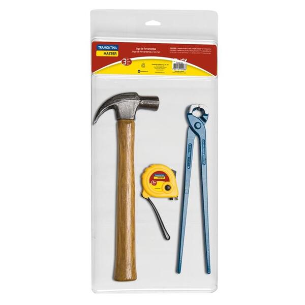 Kit De Ferramentas 3 Pecas Com 1 Martelo + 1 Torques Armador