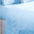 Kit De Lençol Ponto Palito Azul Queen Size 3 Peças Liso 160 F