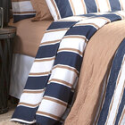 Kit De Lençol Tamanho Casal Padrão Listrado Azul3 Peças 100%