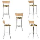 Kit De Mesa Bistrô Com Tampo De Vidro Redondo 4 Banquetas Em