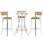 Kit De Mesa Bistrô Com Tampo De Vidro Redondo 4 Banquetas Em