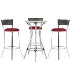 Kit De Mesa Bistrô Com Tampo De Vidro Redondo 4 Banquetas Em