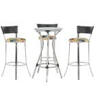 Kit De Mesa Bistrô Com Tampo De Vidro Redondo 4 Banquetas Em