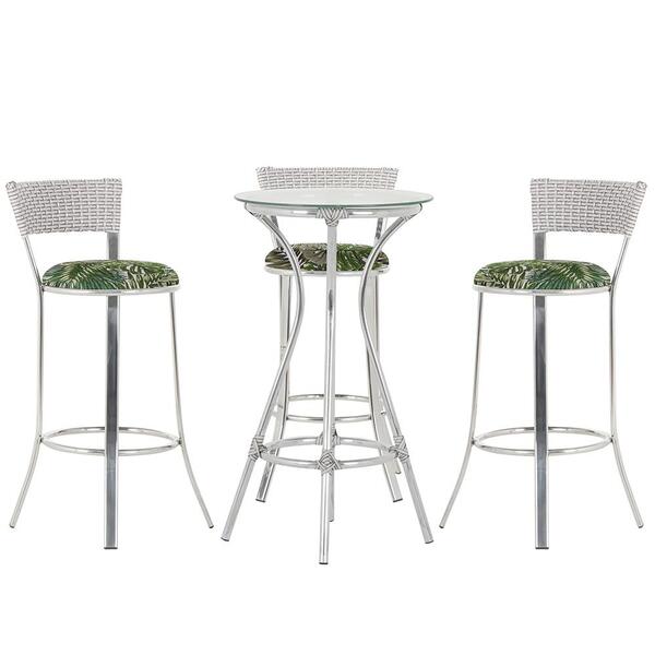 Kit De Mesa Bistrô Com Tampo De Vidro Redondo 4 Banquetas Em