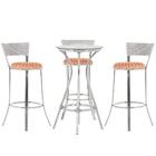 Kit De Mesa Bistrô Com Tampo De Vidro Redondo 4 Banquetas Em