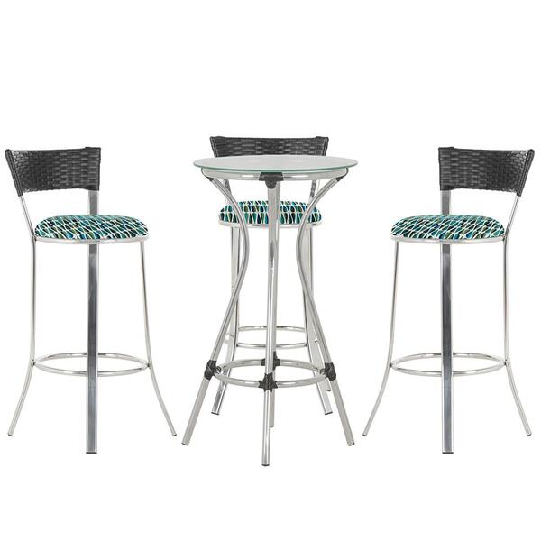 Kit De Mesa Bistrô Com Tampo De Vidro Redondo 4 Banquetas Em