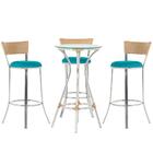 Kit De Mesa Bistrô Com Tampo De Vidro Redondo 4 Banquetas Em