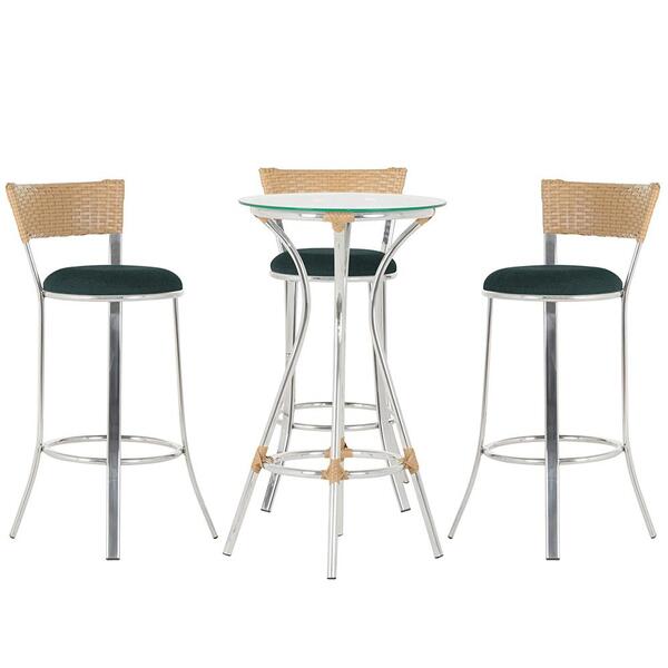 Kit De Mesa Bistrô Com Tampo De Vidro Redondo 4 Banquetas Em