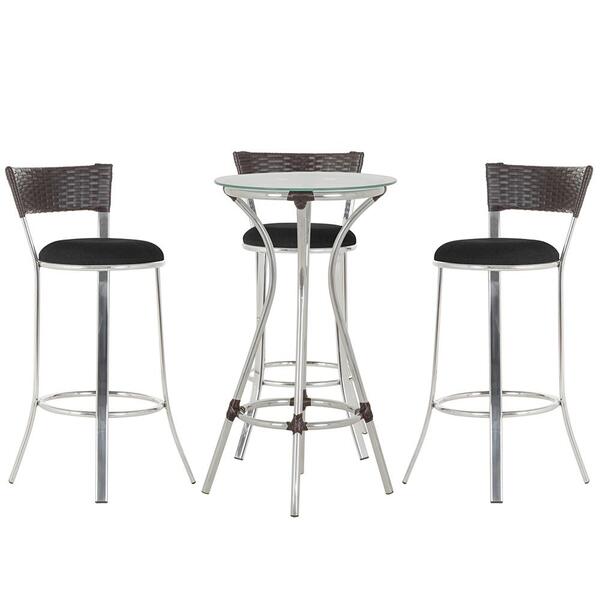 Kit De Mesa Bistrô Com Tampo De Vidro Redondo 4 Banquetas Em