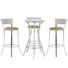 Kit De Mesa Bistrô Com Tampo De Vidro Redondo 4 Banquetas Em