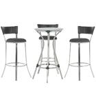 Kit De Mesa Bistrô Com Tampo De Vidro Redondo 4 Banquetas Em