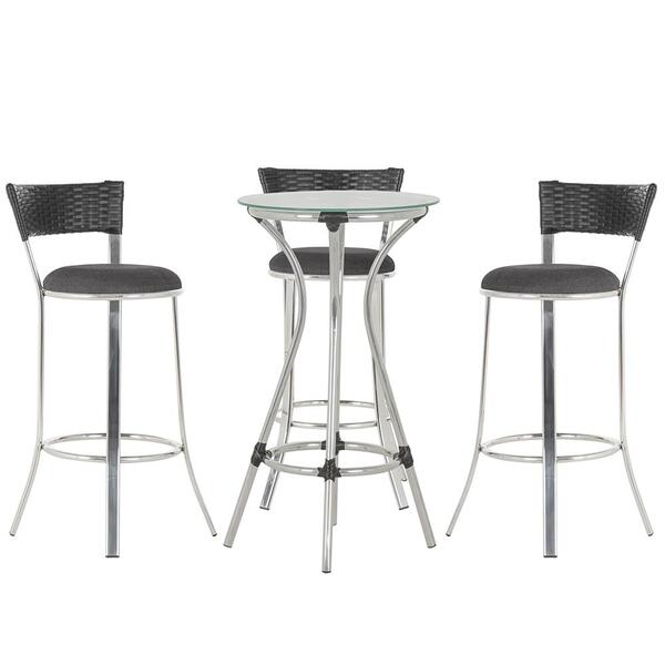 Kit De Mesa Bistrô Com Tampo De Vidro Redondo 4 Banquetas Em
