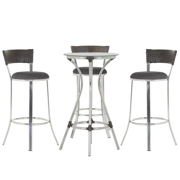 Kit De Mesa Bistrô Com Tampo De Vidro Redondo 4 Banquetas Em