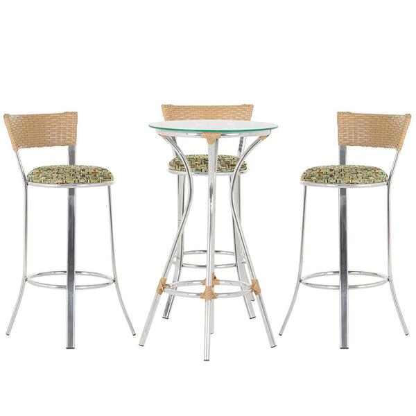 Kit De Mesa Bistrô Com Tampo De Vidro Redondo 4 Banquetas Em