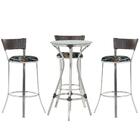 Kit De Mesa Bistrô Com Tampo De Vidro Redondo 4 Banquetas Em