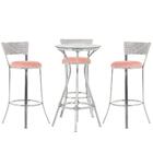 Kit De Mesa Bistrô Com Tampo De Vidro Redondo 4 Banquetas Em