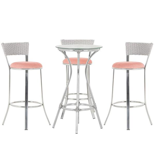 Kit De Mesa Bistrô Com Tampo De Vidro Redondo 4 Banquetas Em