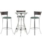 Kit De Mesa Bistrô Com Tampo De Vidro Redondo 4 Banquetas Em