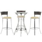 Kit De Mesa Bistrô Com Tampo De Vidro Redondo 4 Banquetas Em