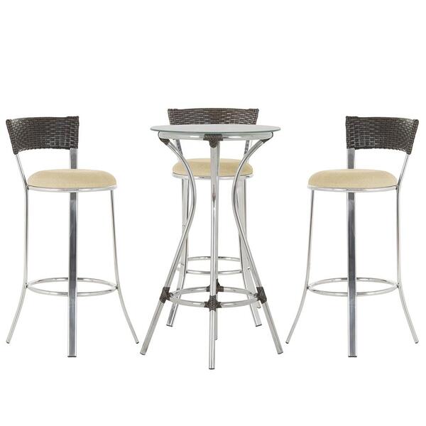 Kit De Mesa Bistrô Com Tampo De Vidro Redondo 4 Banquetas Em