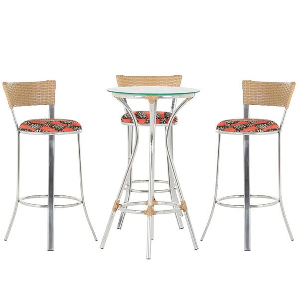 Kit De Mesa Bistrô Com Tampo De Vidro Redondo 4 Banquetas Em