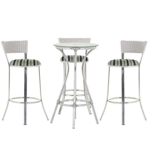 Kit De Mesa Bistrô Com Tampo De Vidro Redondo 4 Banquetas Em