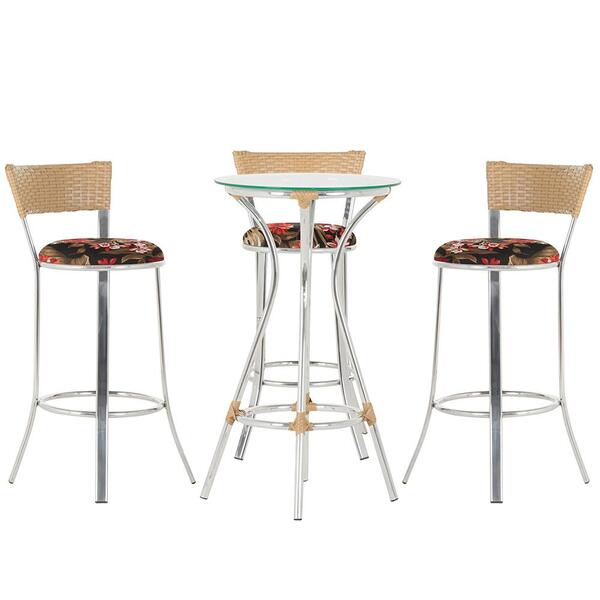 Kit De Mesa Bistrô Com Tampo De Vidro Redondo 4 Banquetas Em
