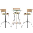 Kit De Mesa Bistrô Com Tampo De Vidro Redondo 4 Banquetas Em