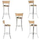 Kit De Mesa Bistrô Com Tampo De Vidro Redondo 4 Banquetas Em